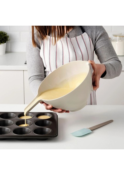 Kulplu Karıştırma Kabı Hacim: 3 Litre Ikea Plastik Çırpma Kabı Kaymaz Taban Bej Renk Kap modelleri