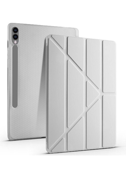 Samsung Galaxy Tab S9 2023 Yatay ve Dikey Standlı Antişok Köşe Korumalı Kalemlikli Origami Slikon Kılıf Sm- X710 X716 X718