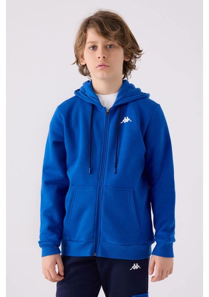 Erkek Çocuk Fermuarlı Sweatshirt 5-16 Yaş Mavi