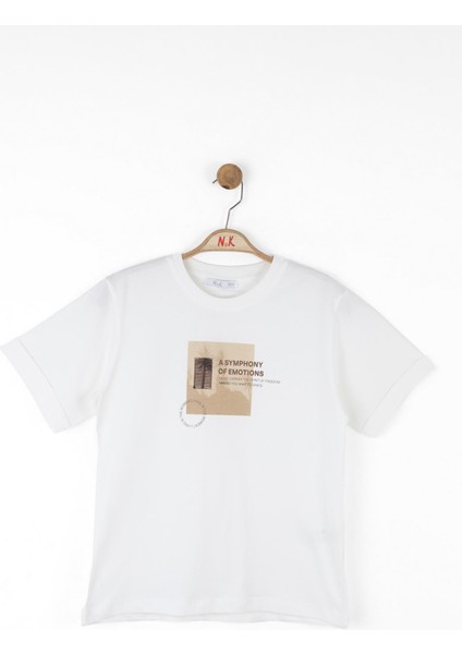 Erkek Çocuk Freedom Tshirt 8-14 Yaş Ekru