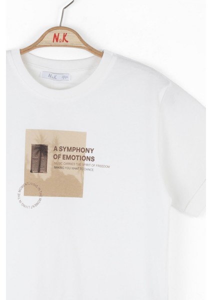 Erkek Çocuk Freedom Tshirt 8-14 Yaş Ekru