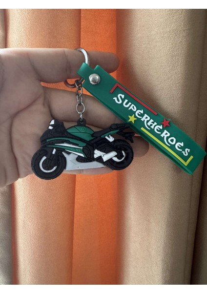 Kawasaki Yeşil Motor , Motosiklet Figürlü 3D Anahtarlık Silikon