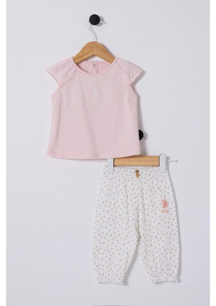 U.s.polo Kız Bebek Pantolonlutakım 6-36 Pudra