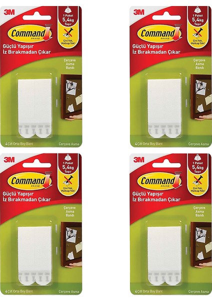 17201 Command Orta Boy Cırt Bant 4 Paket