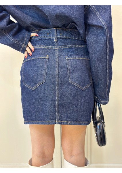 Kontrast Dikişli Cepli Mini Etek fırsatları