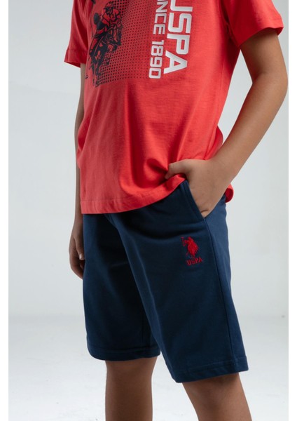 U.s. Polo Erkek Çocuk Baskılı Şortlu Takım 4-15 Yaş Nar Çiçeği modelleri