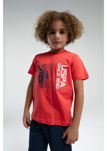 U.s. Polo Erkek Çocuk Baskılı Şortlu Takım 4-15 Yaş Nar Çiçeği fırsatları