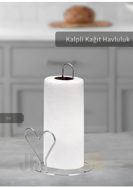 Kağıt Havluluk Paslanmaz Peçetelik Çelik Banyo Havluluk Düzenleyici Kalpli Gri
