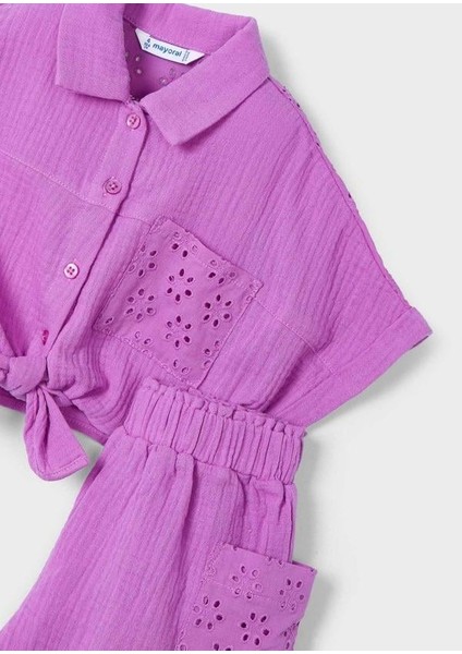 Kız Çocuk Delikli Şortlu Takım 4-8 Yaş Pembe fırsatları