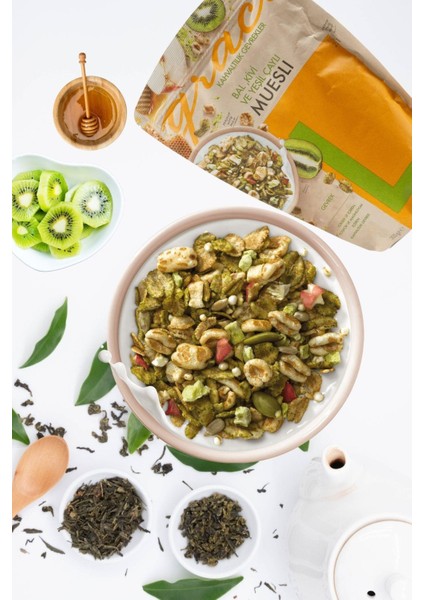 Bal, Kivi ve Yeşil Çaylı Kahvaltılık Gevrek 300 gr x 2 Adet