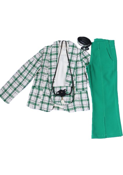 Kız Çocuk 3 Lü Takım Ceketli Çanta Hediyeli Ekose Desenli A64 fiyatları