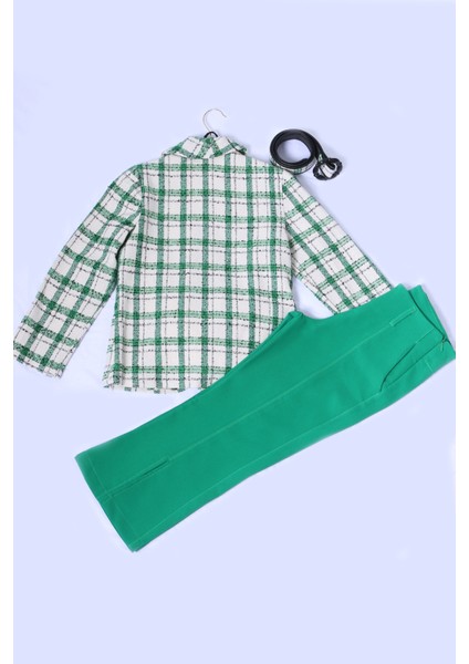 Kız Çocuk 3 Lü Takım Ceketli Çanta Hediyeli Ekose Desenli A64 modelleri