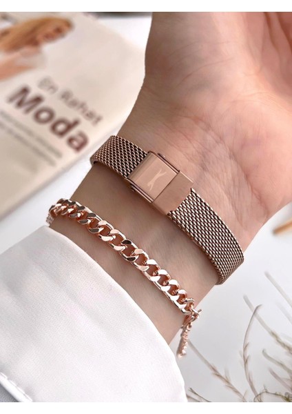 Çelik Kordon 2 Yıl Garantili 5 Atm Bileklik Hediyeli Kadın Kol Saati BSL.09.2458.3.05 modelleri