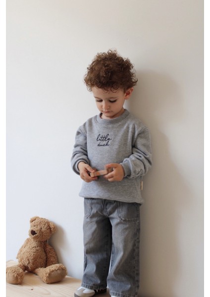 Little Duck Nakış Detaylı Bebek Çocuk Pamuklu Sweatshirt Kız/erkek fırsatları