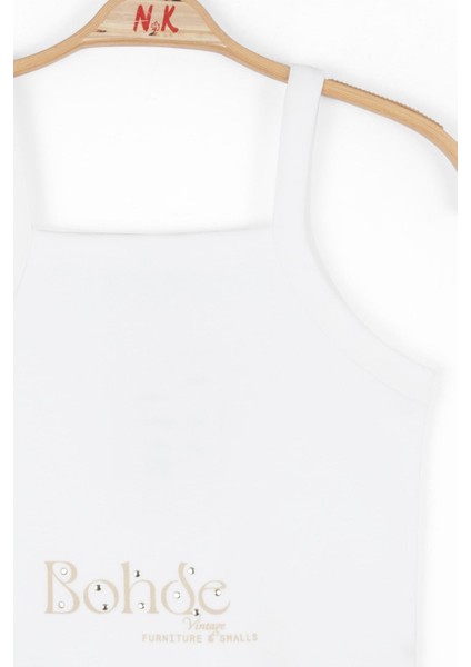 Kız Çocuk Vintage Crop 10-16YAŞ Ekru
