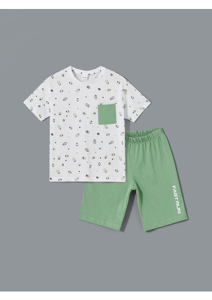 Bisiklet Yaka Erkek Çocuk Şortlu Pijama Takımı