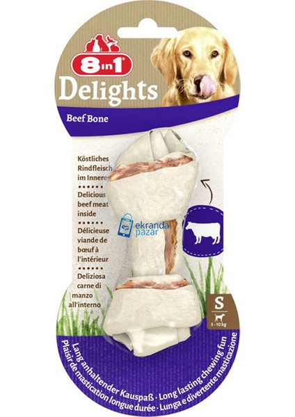 Delight Beef Bone Biftekli Köpek Ağız Bakım Kemiği Small 35gr 4Adet Köpek Ödül Kemik