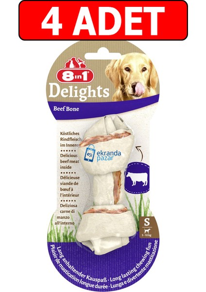 Delight Beef Bone Biftekli Köpek Ağız Bakım Kemiği Small 35gr 4Adet Köpek Ödül Kemik