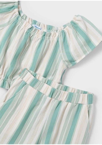 Kız Çocuk Cizgili Pantolonlu Takım 4-8 Yaş Yeşil modelleri