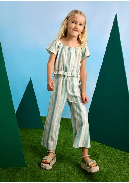 Kız Çocuk Cizgili Pantolonlu Takım 4-8 Yaş Yeşil indirimleri