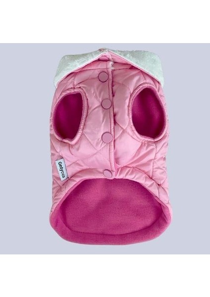 Pink Kapitone İçi Polarlı Küçük Irk Köpek Yeleği