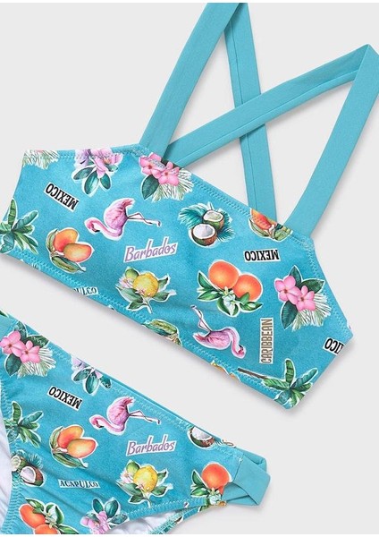 Kız Çocuk Baskılı Bikini 10-14 Yaş Mavi modelleri