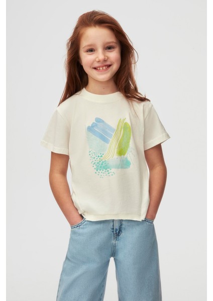 Nk Kız Çocuk Yosun Tshirt 8-14 Yaş Ekru