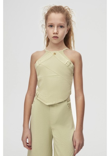 Kız Çocuk Parçalı Crop 10-16 Yaş Yeşil