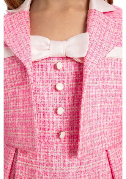 Kız Çocuk Elbise Bolero ve Çanta 8-14 Yaş Pembe