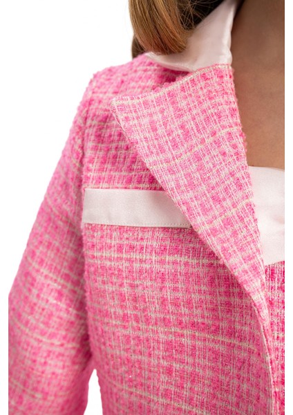 Kız Çocuk Elbise Bolero ve Çanta 8-14 Yaş Pembe