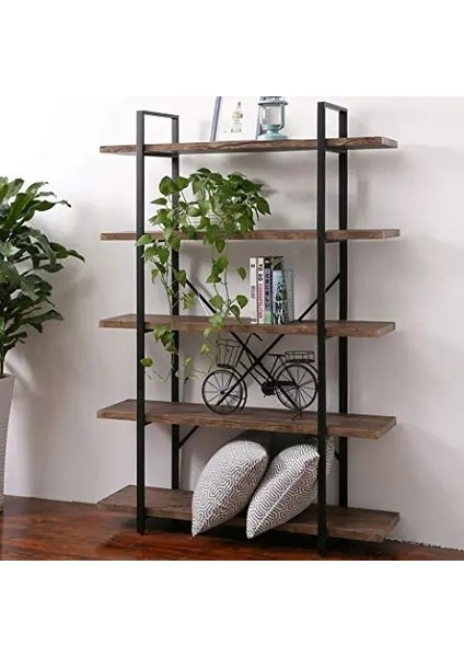 Halevia Doğal Ahşap 5 Katlı Kitaplık Metal Kitaplık fiyatları