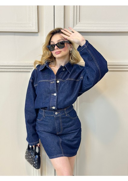 Kontrast Dikişli Çift Cepli Kot Ceket fırsatları