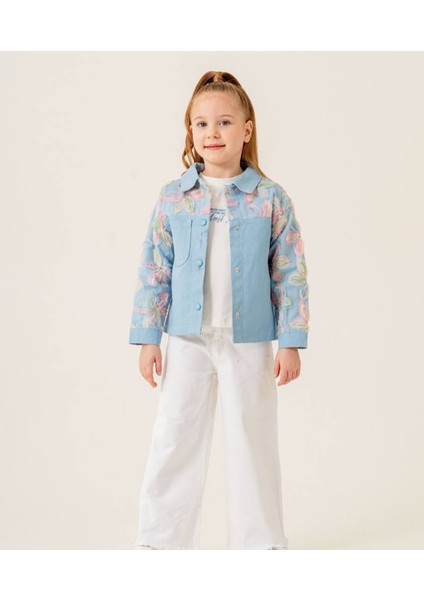 Çiçek Garnili Ceket Tshirt Takım