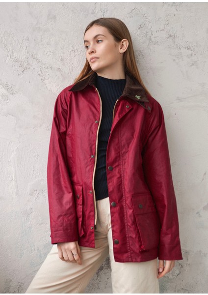 Barn Yağlı Ceket (Koyu Kırmızı)/ Wax Jacket (Perfect Red ) / Barn Waxed Cotton Jacket