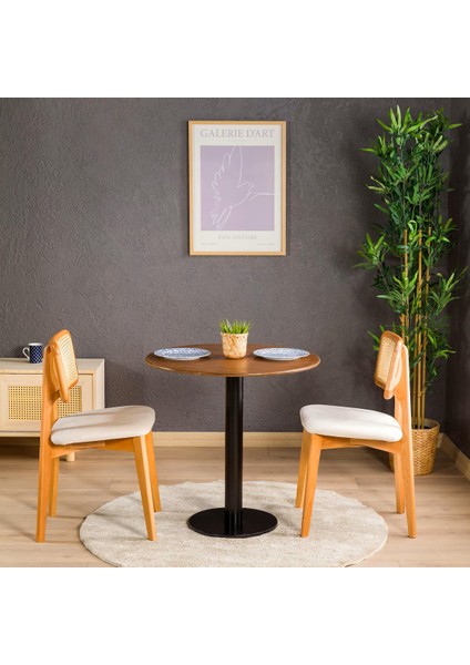 Halevia Dar Bistro Masası Metal Lale Bacak,yuvarlak Masa Iç Mekan,2 Kişilik Bistro Masa Mobilyası