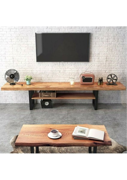 Halevia Doğal Ahşap Tv Ünitesi Ahşap Yaşam Ünitesi