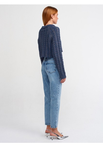 Kar Yıkama Comfort Mom Jean Pantolon-Mavi modelleri