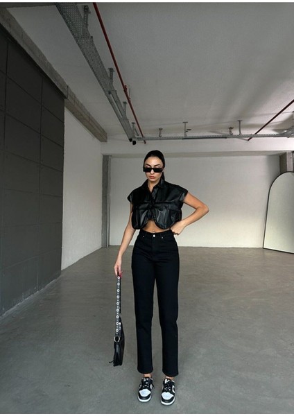 Siyah Mom Kalıp Motto Jean Pantolon 2024 modelleri