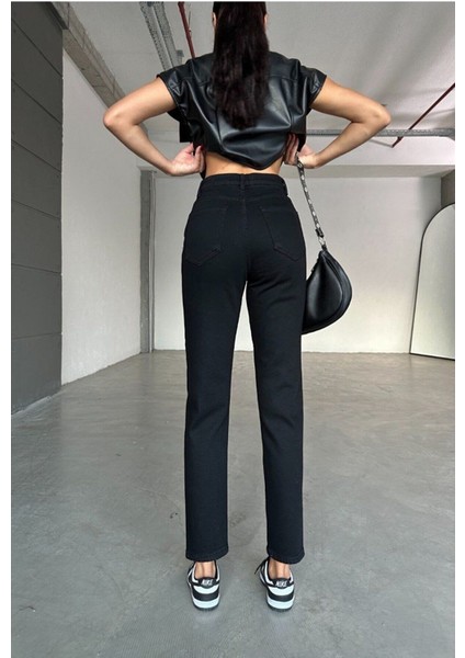 Siyah Mom Kalıp Motto Jean Pantolon 2024 fırsatları