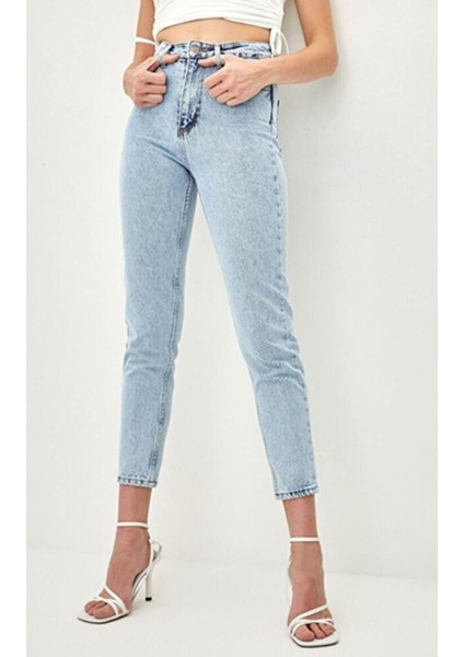 Mom Jeans Kar Yıkama Mom Yüksek Bel Kot Pantolon Likralı Solmaz Ekstra Rahat 2024 fiyatları