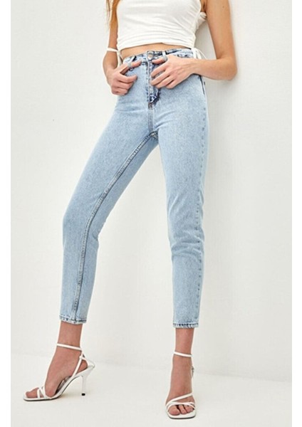 Mom Jeans Kar Yıkama Mom Yüksek Bel Kot Pantolon Likralı Solmaz Ekstra Rahat 2024 fırsatları