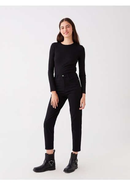 Lucas Siyah Süper Yüksek Bel Boyfriend Kadın Jeans Kot Pantolon Mom 2024 modelleri