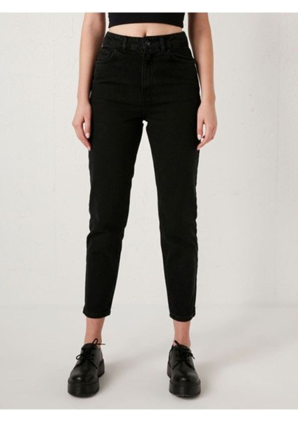 Leo Max Lara Mom Siyah Rahat Kesim Comfort Yüksek Bel Jean modelleri