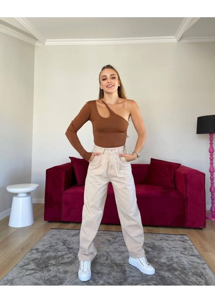Penolope Kadın Quily Krem Mom Jean Kadın Boyfriend Pantolon fiyatları