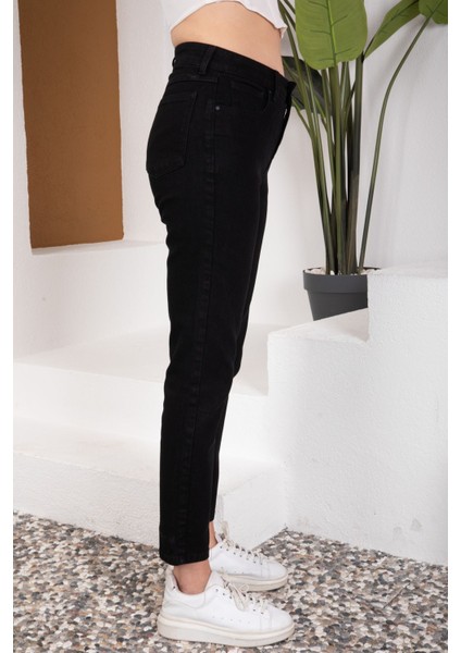 Benjamin Kadın Likralı Siyah Mom Jeans Kot Pantolon fırsatları