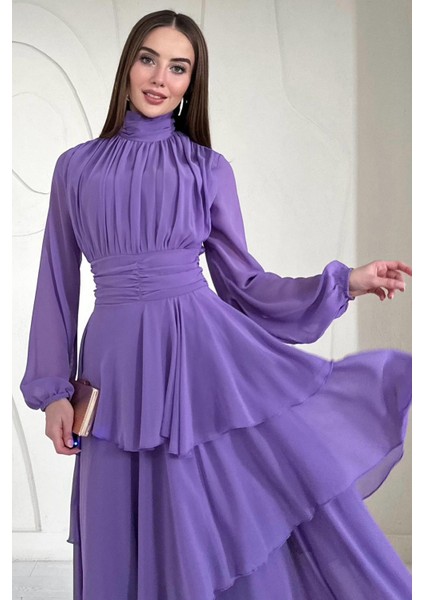 Dik Yaka Bel Detaylı Elbise modelleri