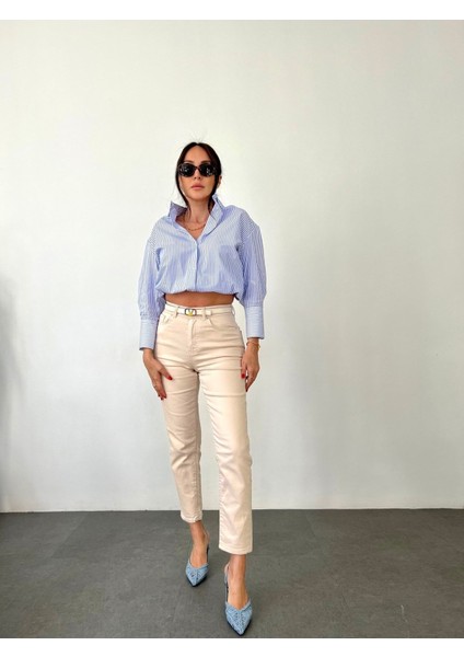 Penolope Kadın Krem Standart Kalıp Mom-Fit Jean indirimleri
