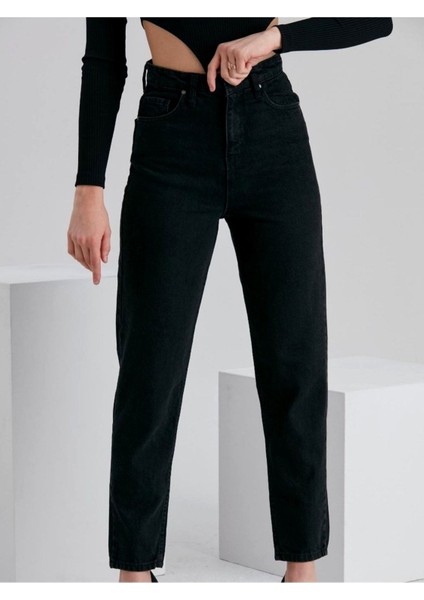 Kadın Yüksek Bel Likralı Mom Fit Jean 2024