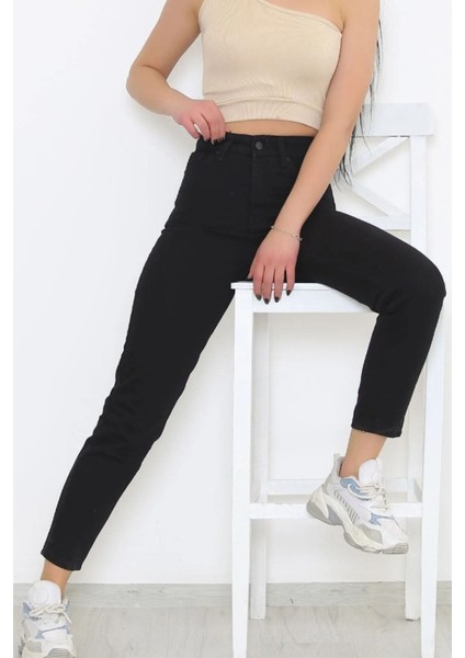 Leo Penelope Siyah 2132 Yüksek Bel Mom Jean Siyah
