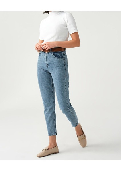 Zero Max Yüksek Bel Mom Mavi Jeans Likralı Esnek Boyfriend Kot Pantolon( 1 Beden Büyük Alınız) fiyatları